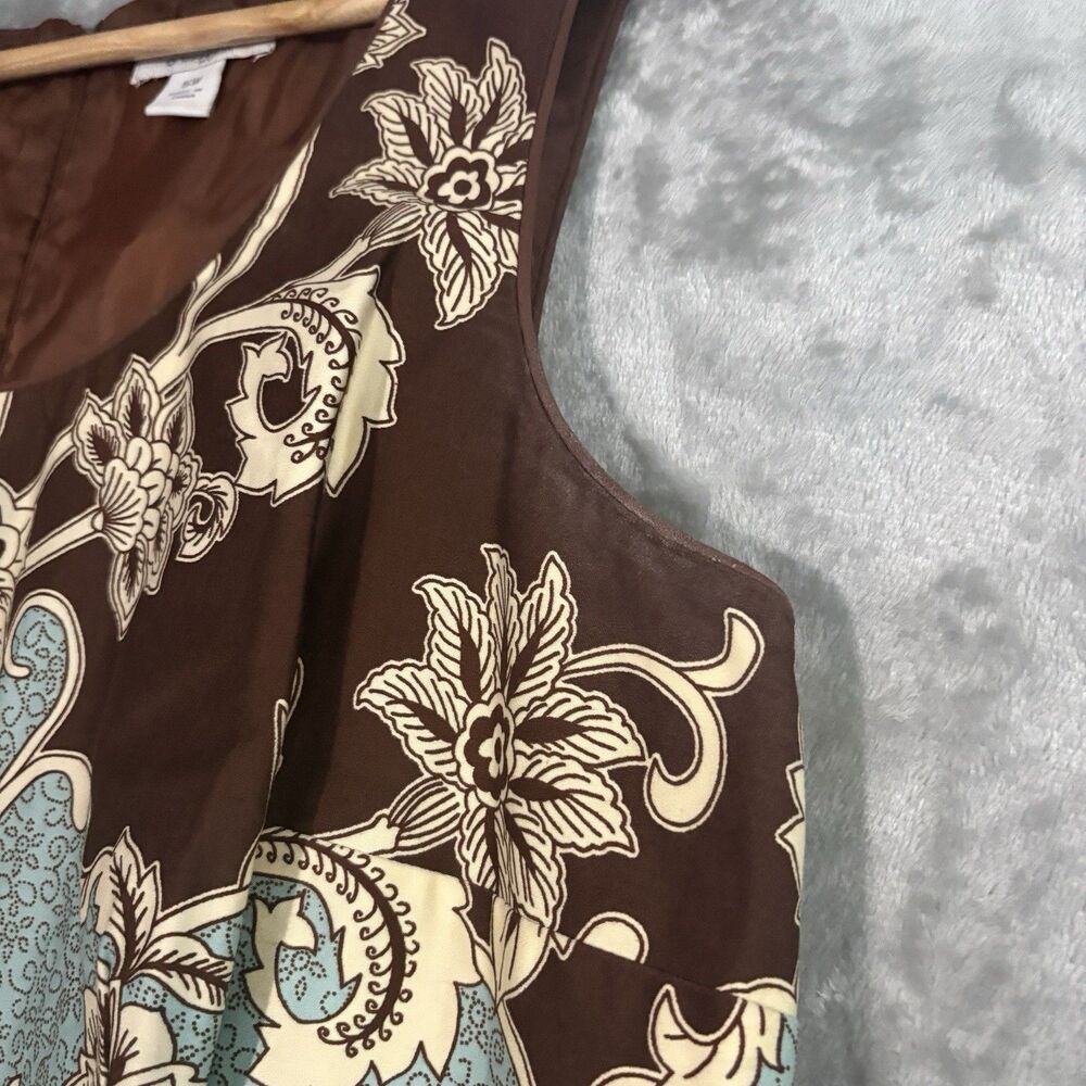 Dressbarn Women's Sleeveless Floral Paisley Dress Plus Size 16W Midi Retro Brown - Picture 8 of 10